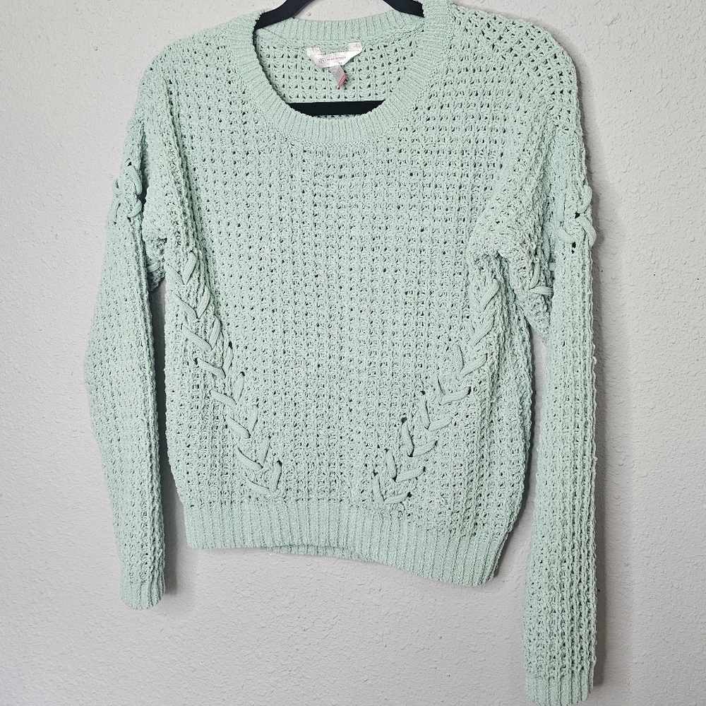 No Boundaries Light Mint Green Pullover Open Knit‎ Sweater Size XS / 1